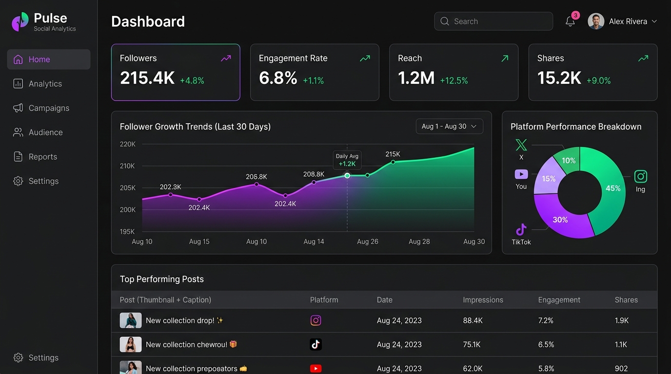 Benhost SocialHub Performance Analytics