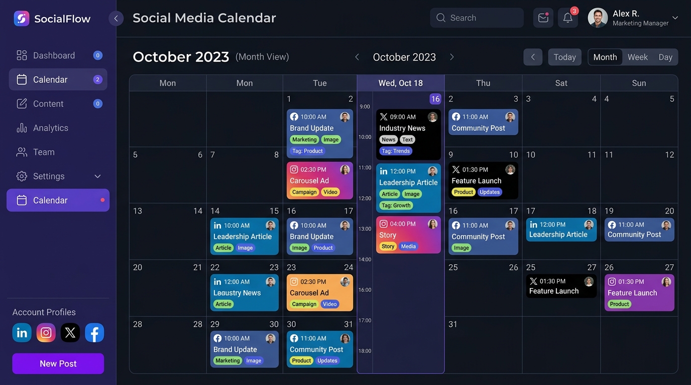 Benhost SocialHub Visual Calendar